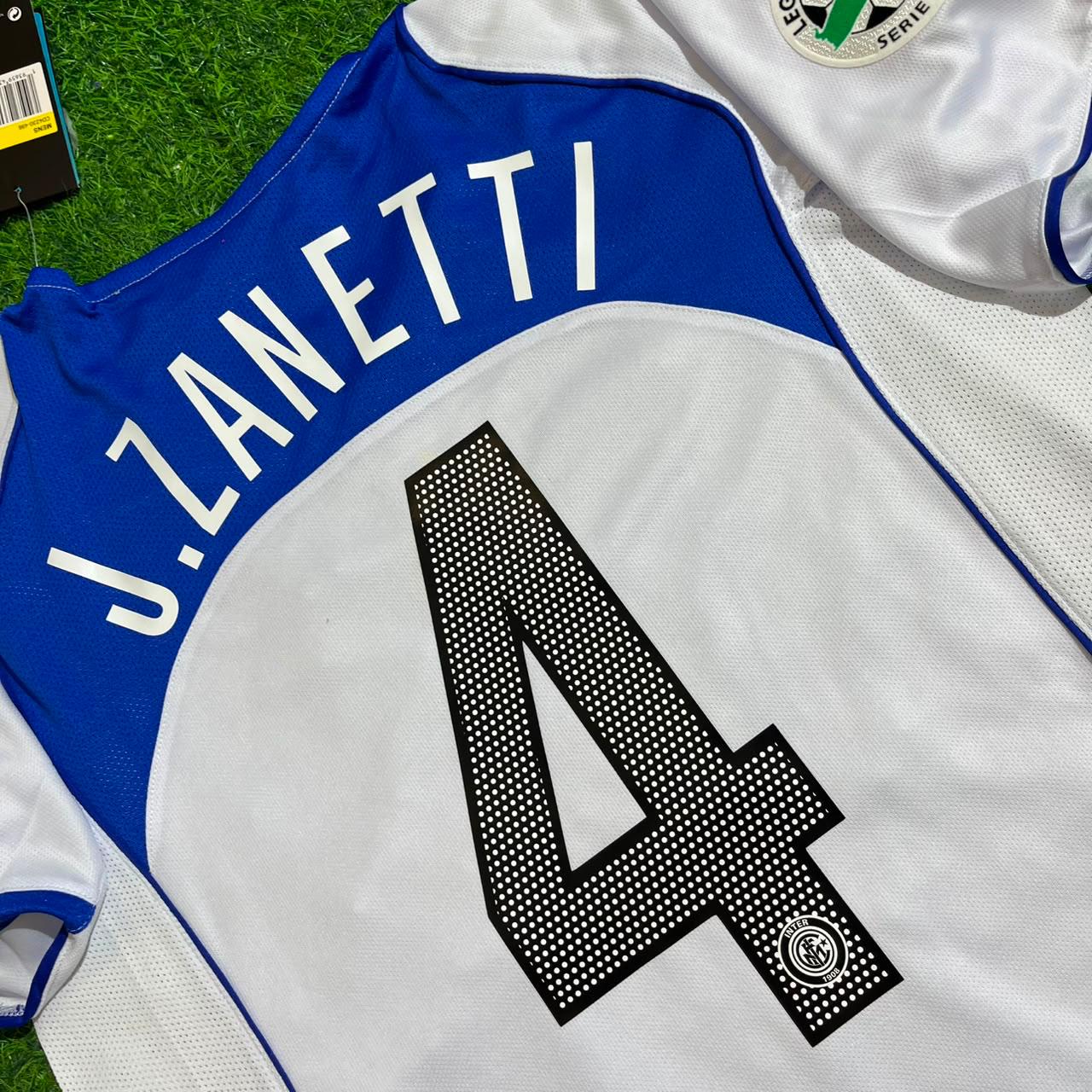Javier Zanetti Inter Milan 2004-2005 Retro White Football Jersey