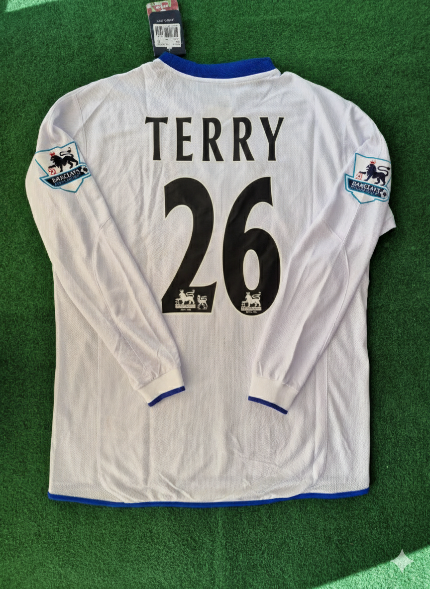 John Terry 26 Chelsea Away 2004 Retro White Long Sleeve Jersey Trikot Kit Maillot Soccer Shirt