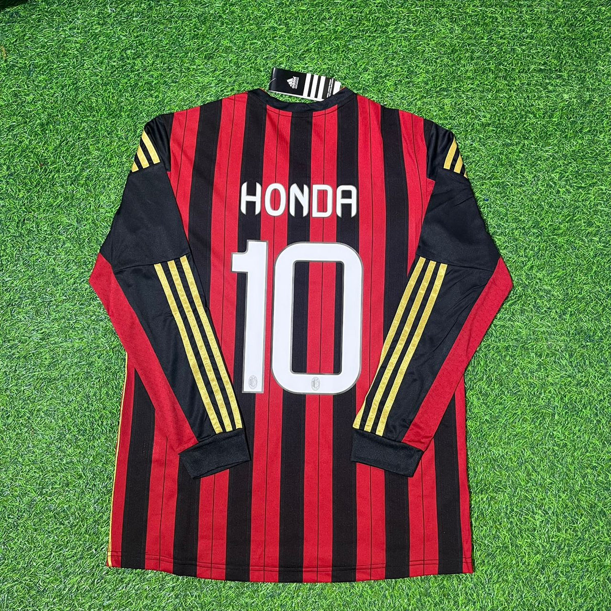 Keisuke Honda AC Milan 2013/14 Long Sleeve Home Retro Football Jersey Kit