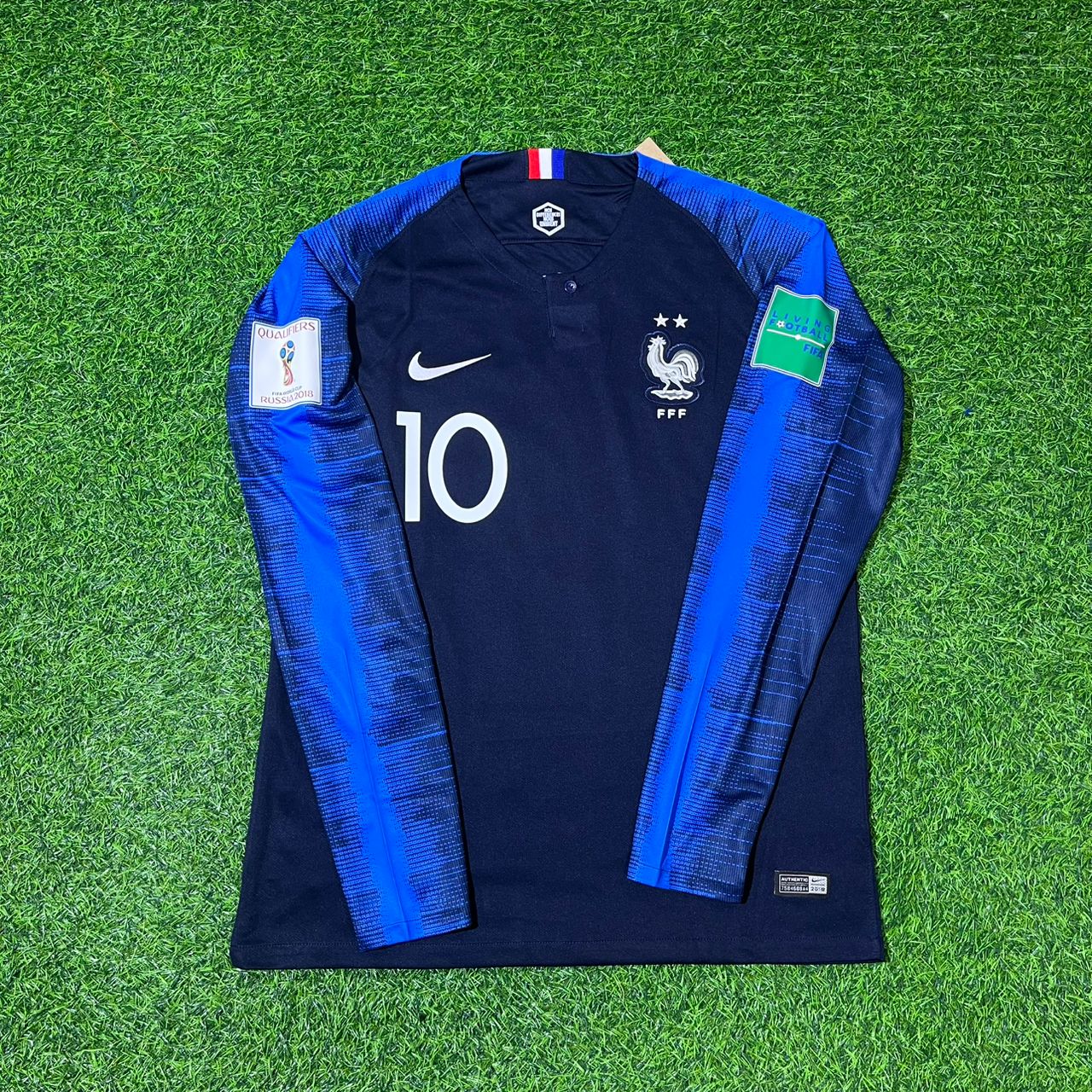 Kylian Mbappé France 2018 World Cup Final Long Sleeve Retro Football Jersey Kit