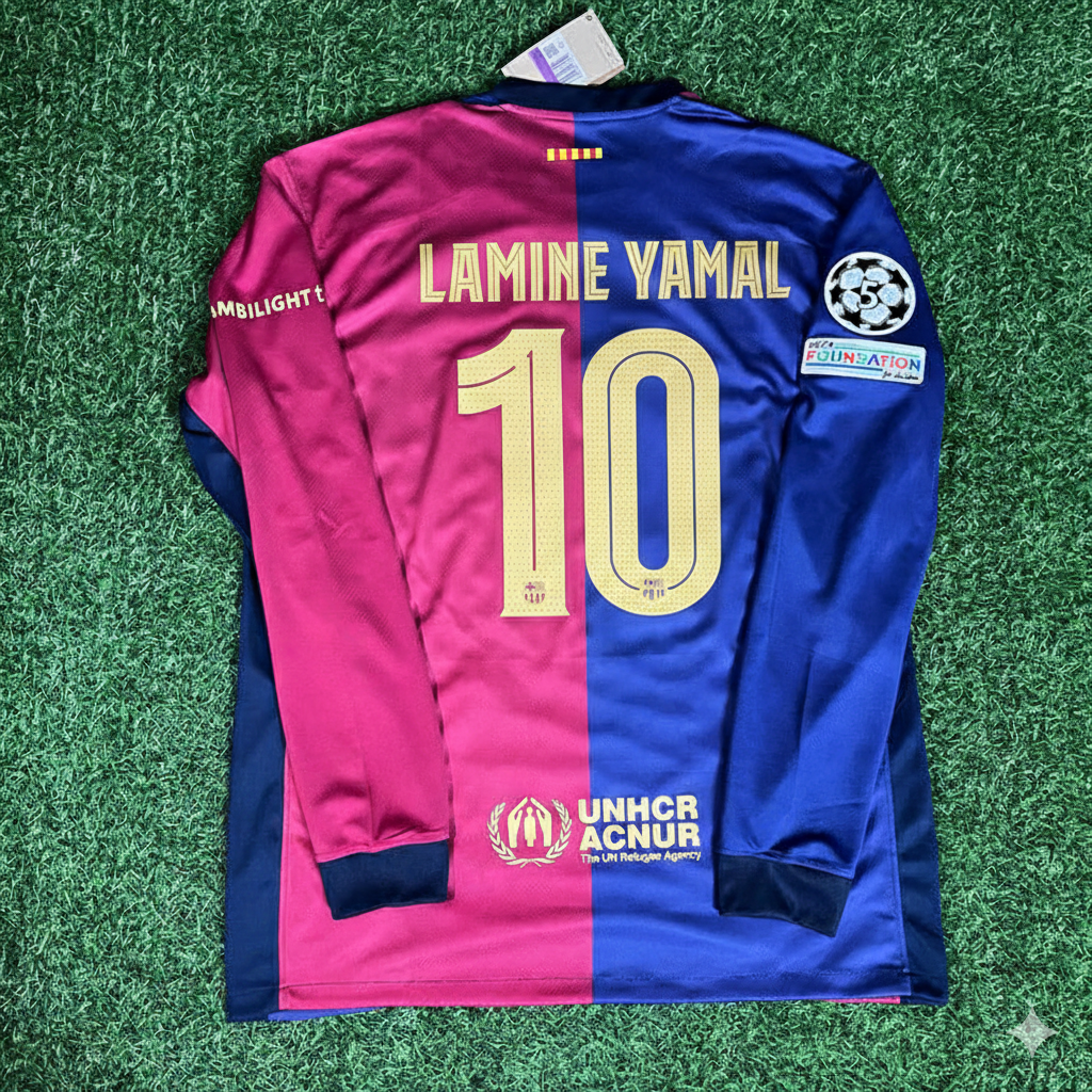 Lamine Yamal 10- Barcelona 2025 Champions League Long Sleeve Jersey Soccer Shirt
