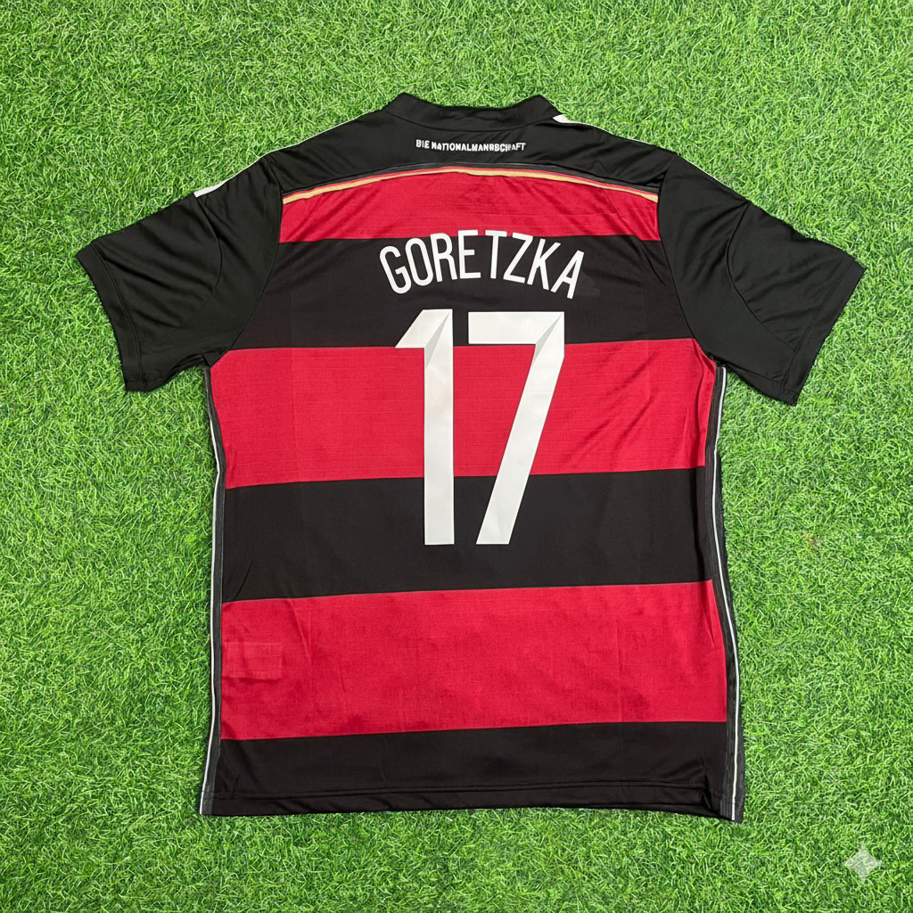 Leon Goretzka Alemania Deutschland Copa Mundial 2014 Brasil Camiseta Retro Negra y Roja Trikot de Fútbol