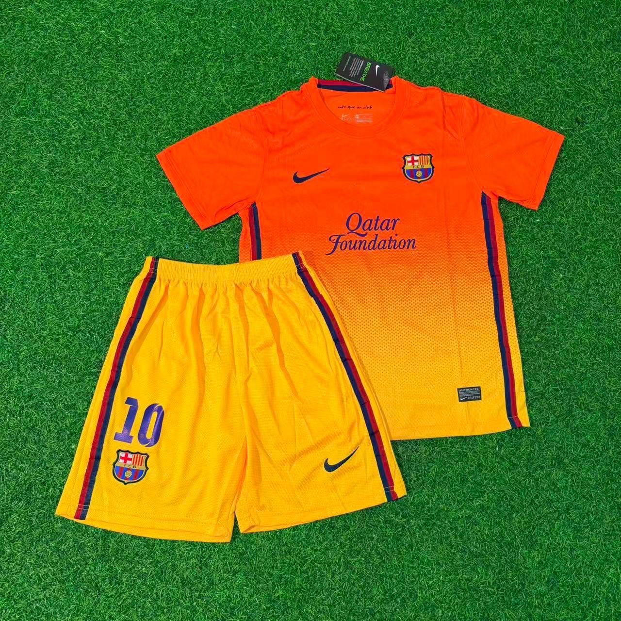 Lionel Messi 10 Barcelona 2012/2013 Orange Retro Kids Football Jersey Kit