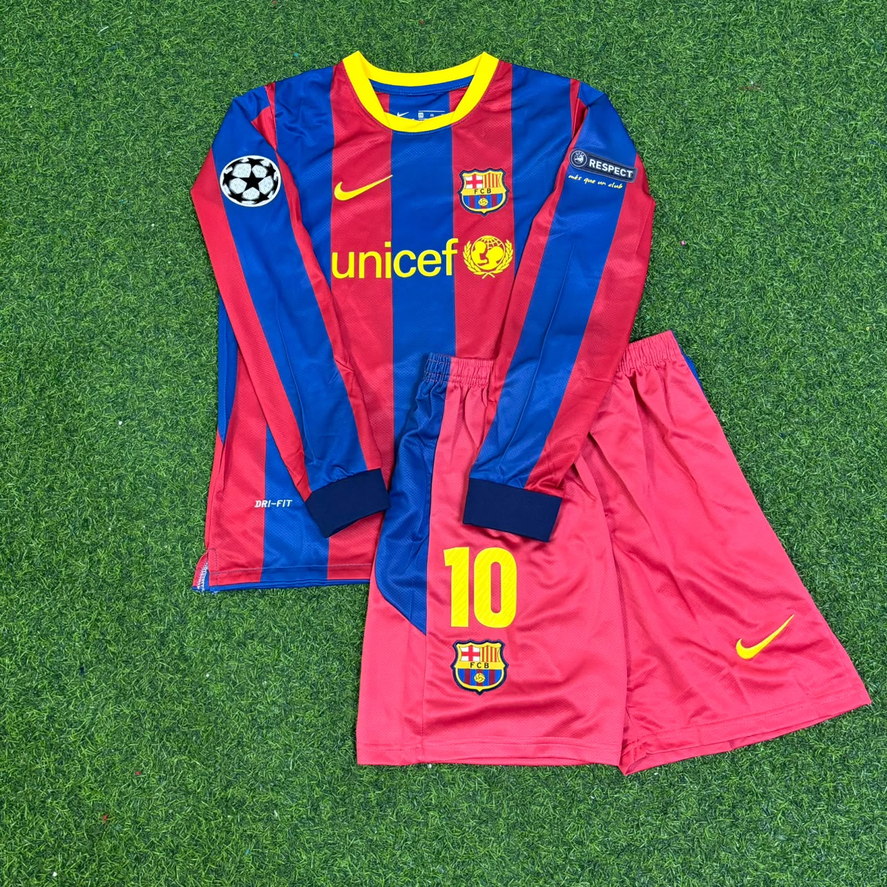 Lionel Messi Barcelona 2010/2011 Long Sleeve Kids Kit Kindertrikot Maillot Enfant Kindertrui Soccer Shirt
