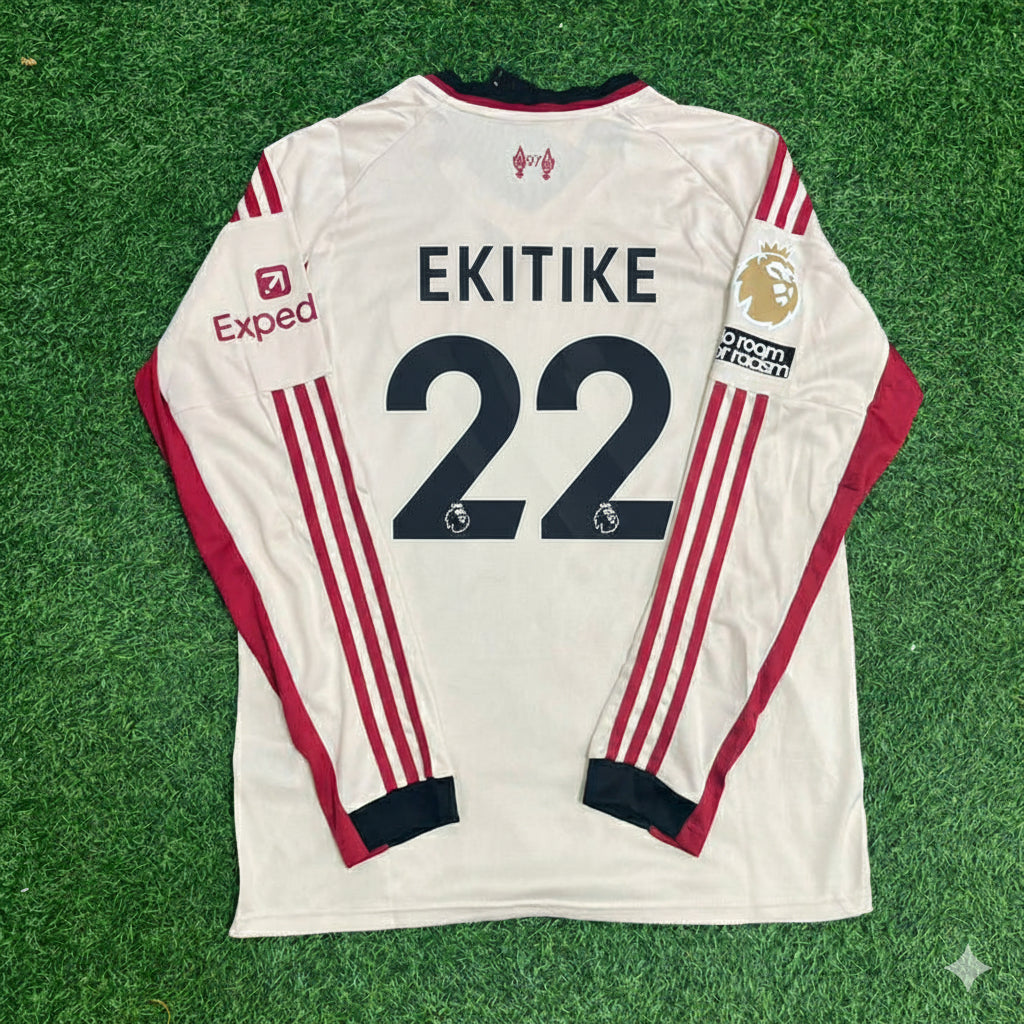 Hugo Ekitiké Liverpool 2025 New Season Away Long Sleeve Football Jersey Kit