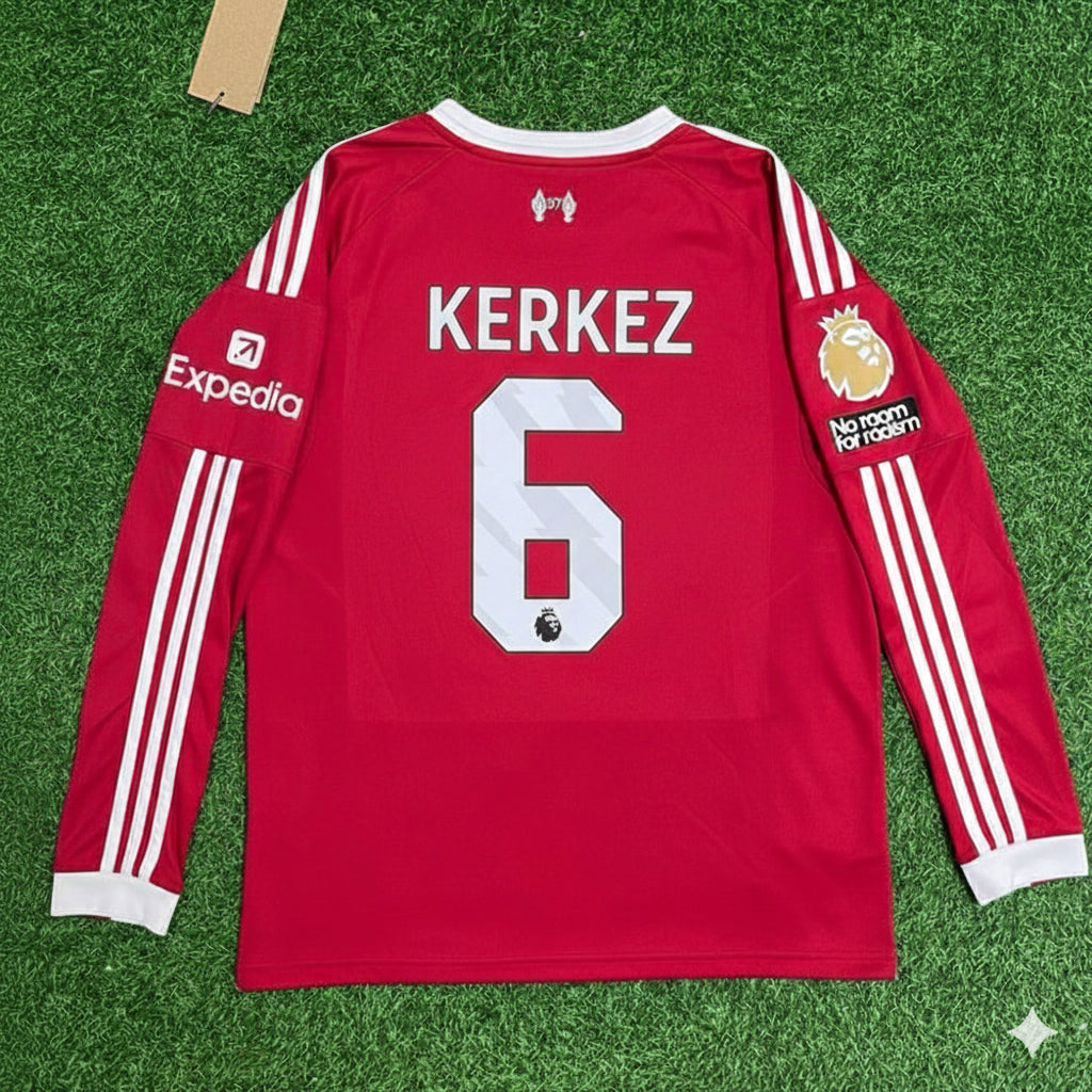 Milos Kerkez Liverpool 2025 New Season Long Sleeve Football Jersey Kit