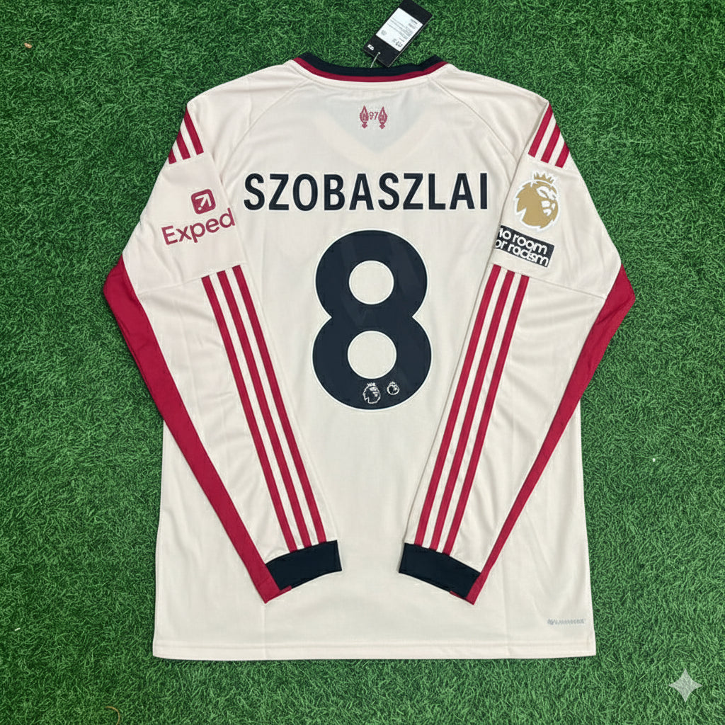 Dominik Szobaszlai Liverpool 2025 New Season Away Long Sleeve Football Jersey Kit
