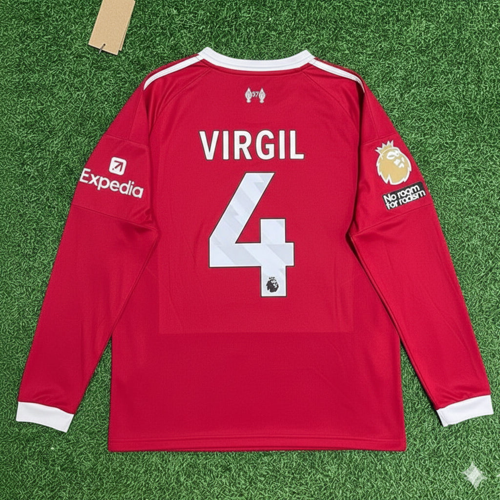 Virgil van Dijk Liverpool 2025 New Season Long Sleeve Football Jersey Kit