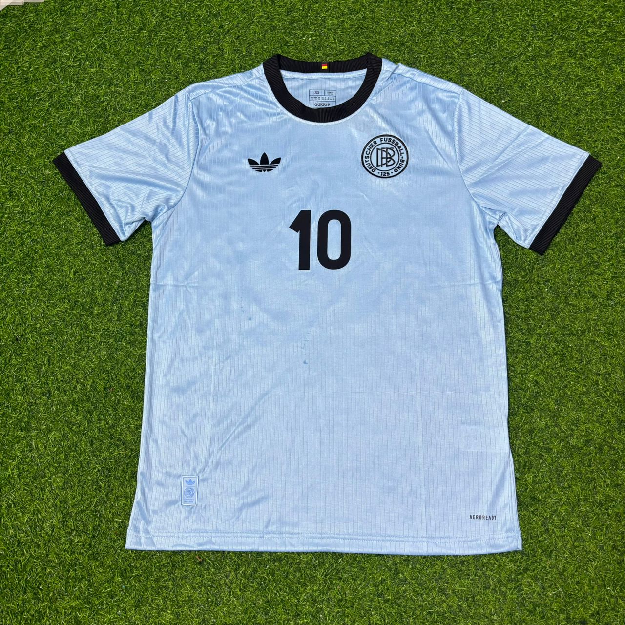 Lothar Matthäus Germany 125th Year Special Clear Blue Retro Football Jersey