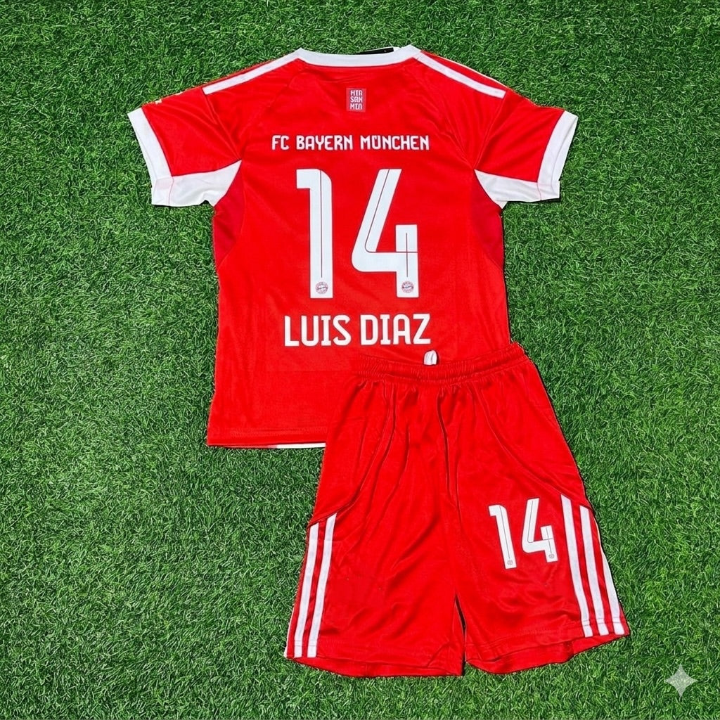 Luis Diaz #14 Bayern Munich 2025/26 Home Kids New Season Football Jersey Kit