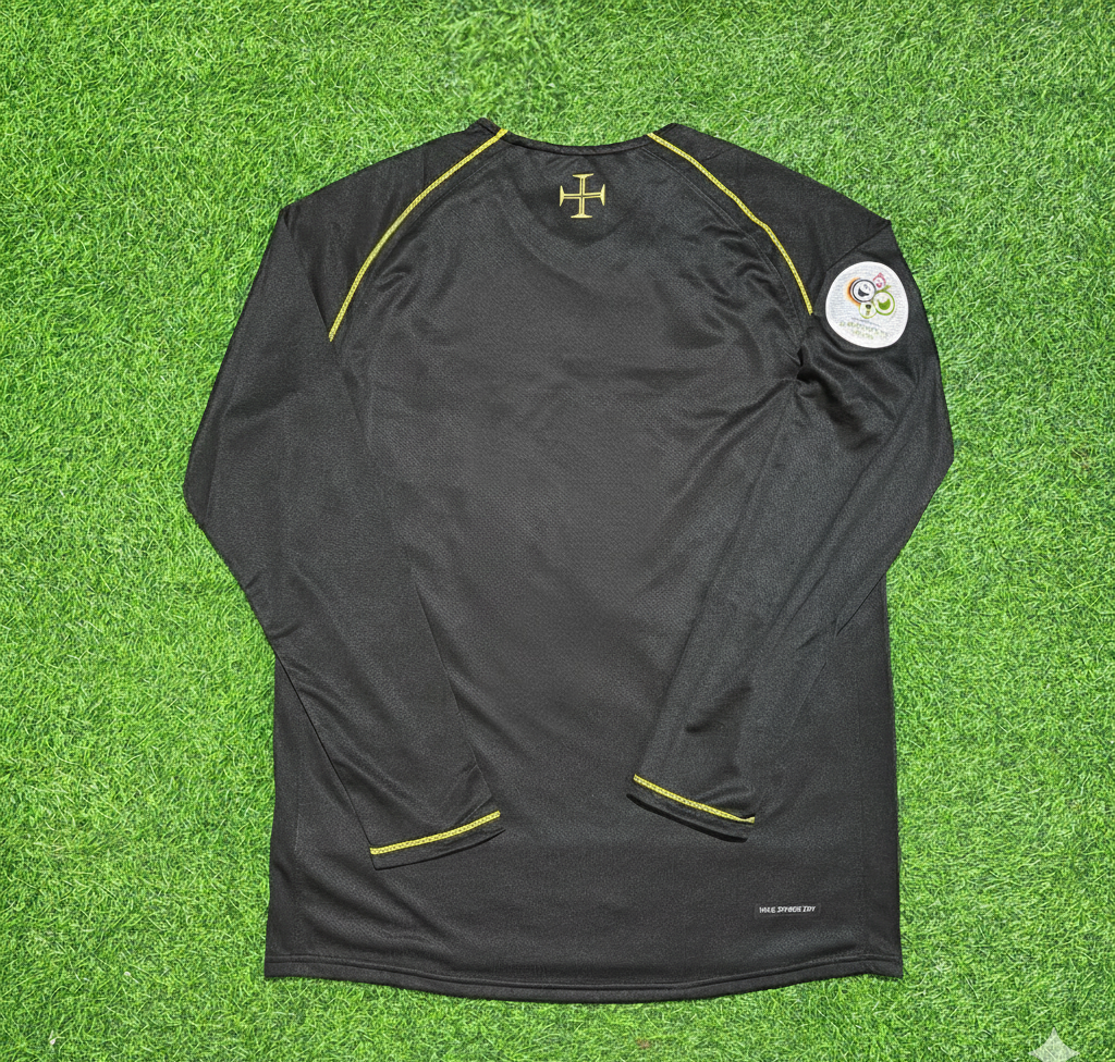 Portugal 2006 World Cup Long Sleeve Black Retro Football Jersey