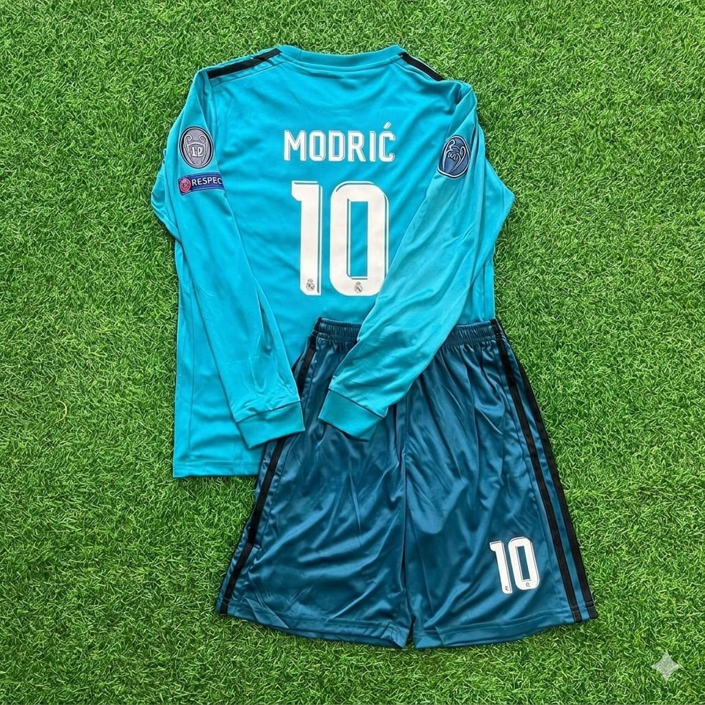 Luka Modric 10- Real Madrid 2017 /2018 Long Sleeve Kids Kit Jersey Soccer Shirt KinderTrikot