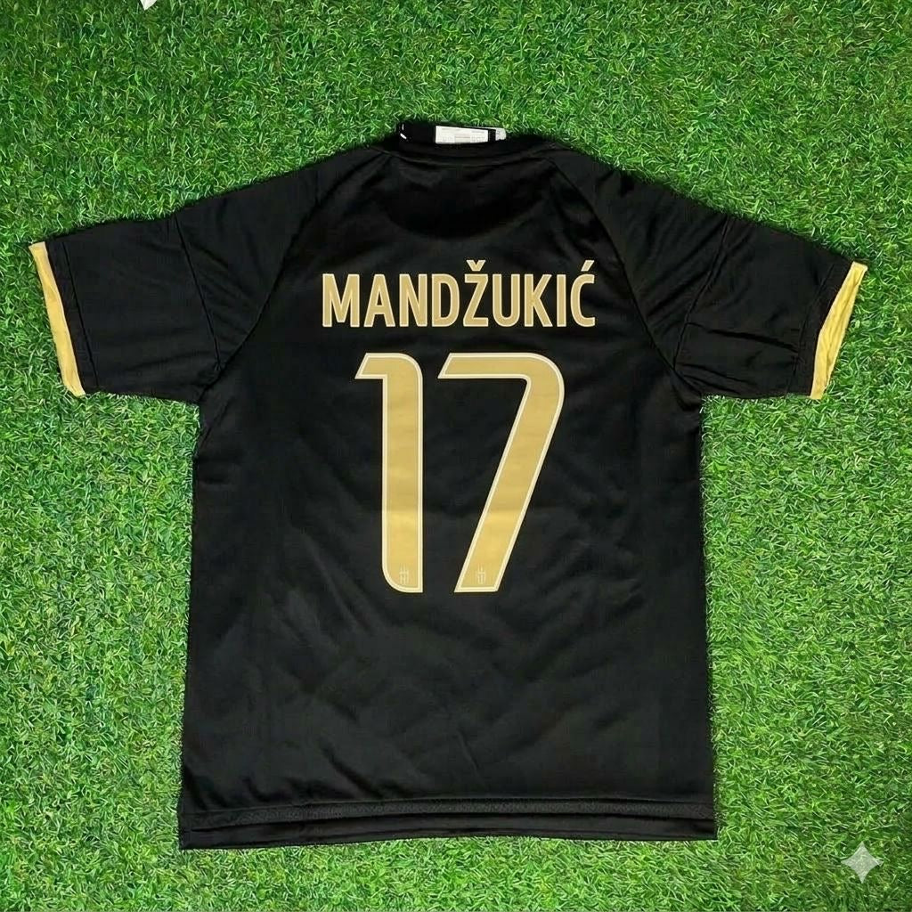 Mario Mandžukić 17- Juventus Retro Schwarz Kit Trikot Maglia Fußball Shirt