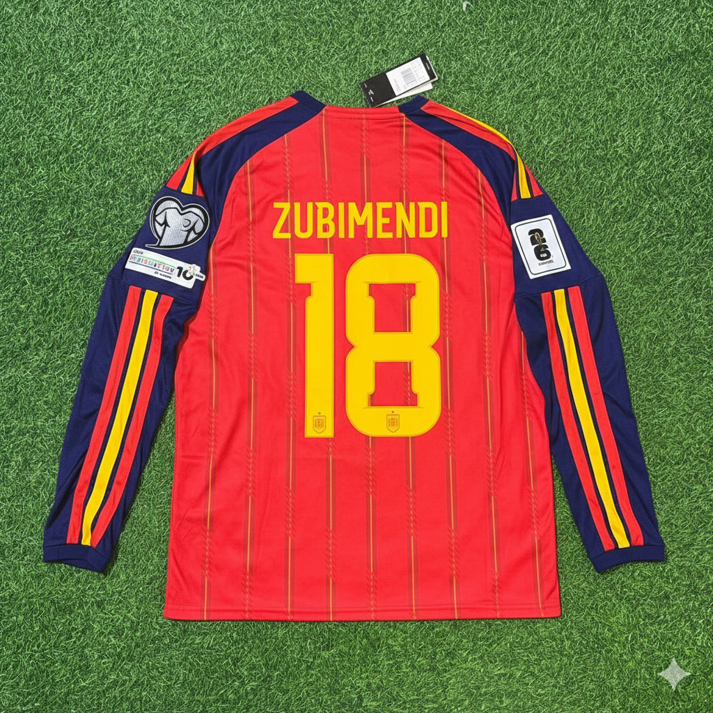 Martin Zubimendi Spain 2026 World Cup Home Long Sleeve Jersey Trikot Maillot