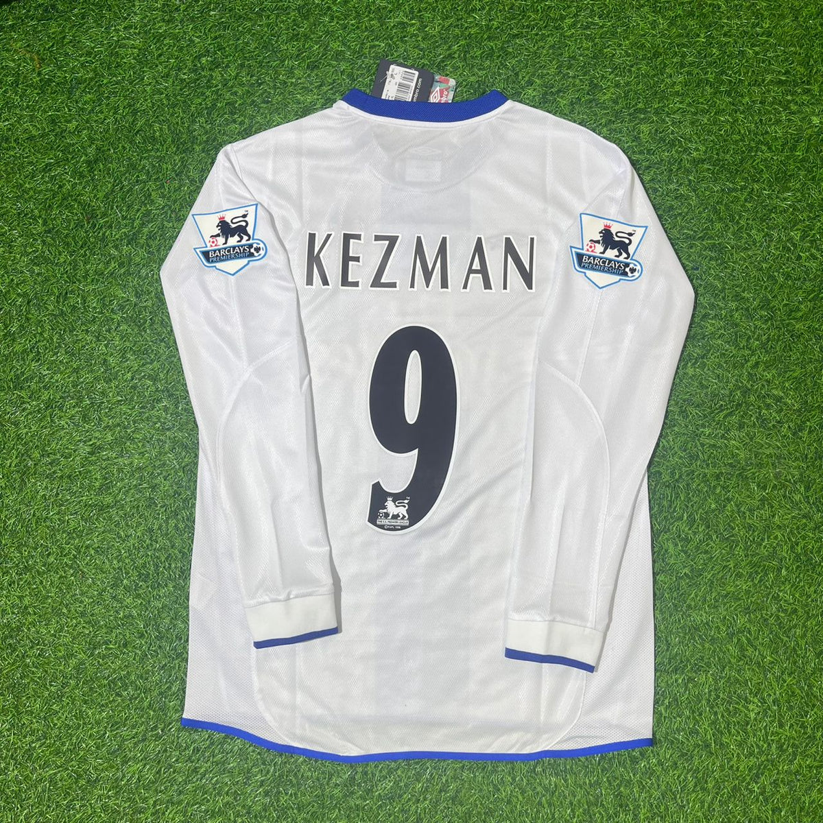 Mateja Kezman 9 Chelsea Away 2004 Retro White Long Sleeve Jersey Trikot Kit Maillot Soccer Shirt