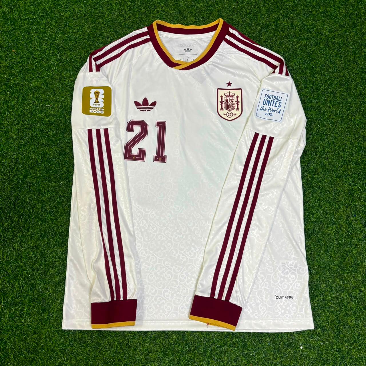 Mikel Oyarzabal #21 Spanien 2026 WM Auswärts Langarm Trikot