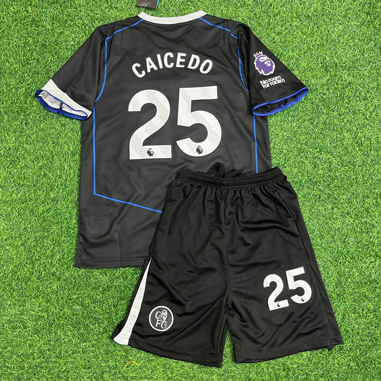 Moisés Caicedo Chelsea 2025 Black New Season Kids Football Jersey Kit