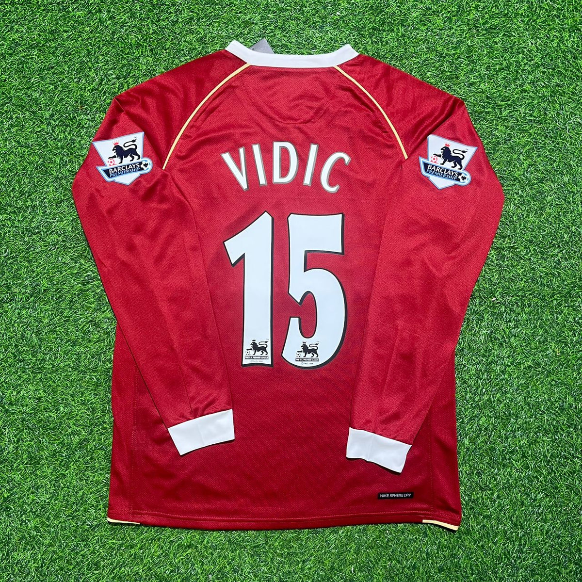 Maillot rouge Nemanja Vidic Manchester United manches longues 2006-2007