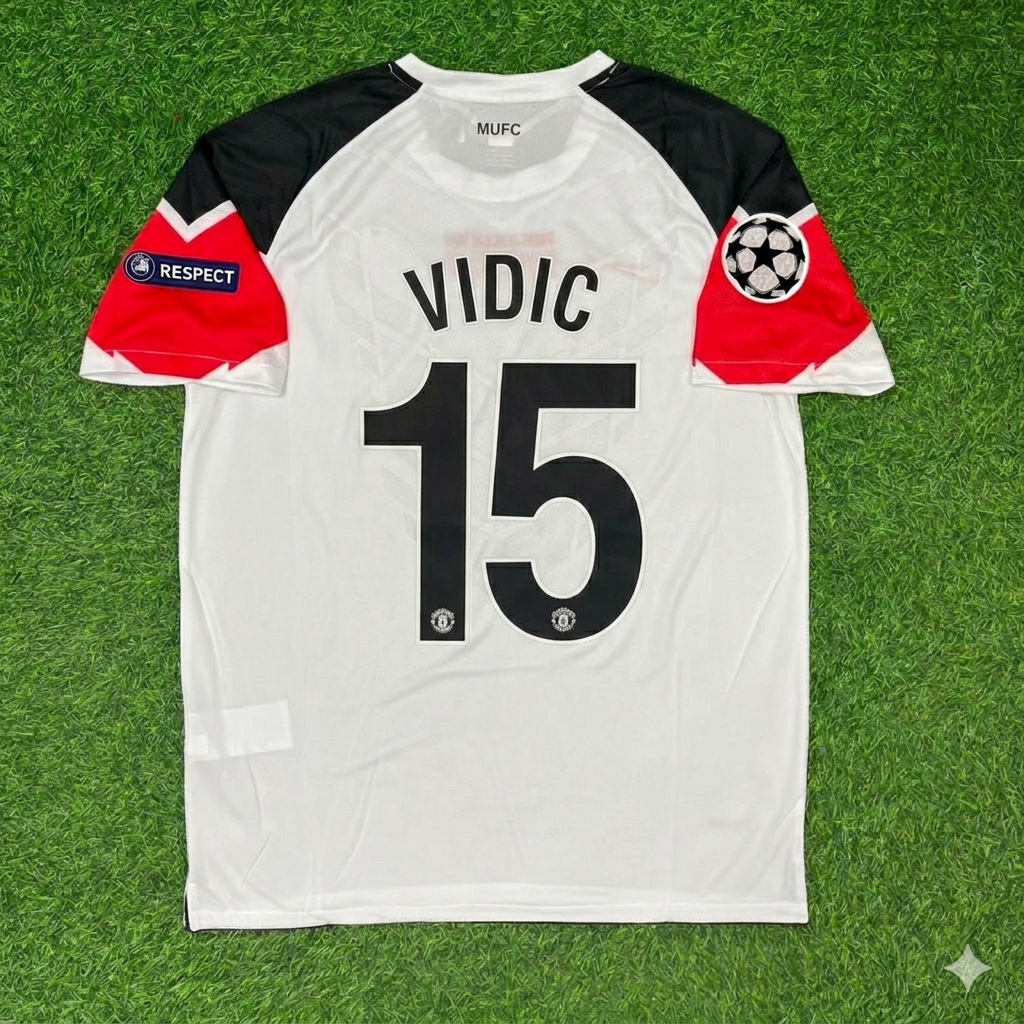 Nemanja Vidić #15 Manchester United 2011 Champions League Final White Football Jersey