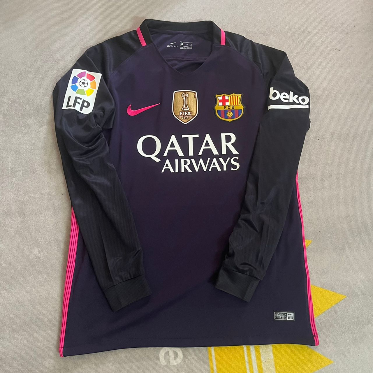 Luis Suarez Barcelona 14/15 Retro Pink Printing Long Sleeve Jersey Maillot Trikot Maglia