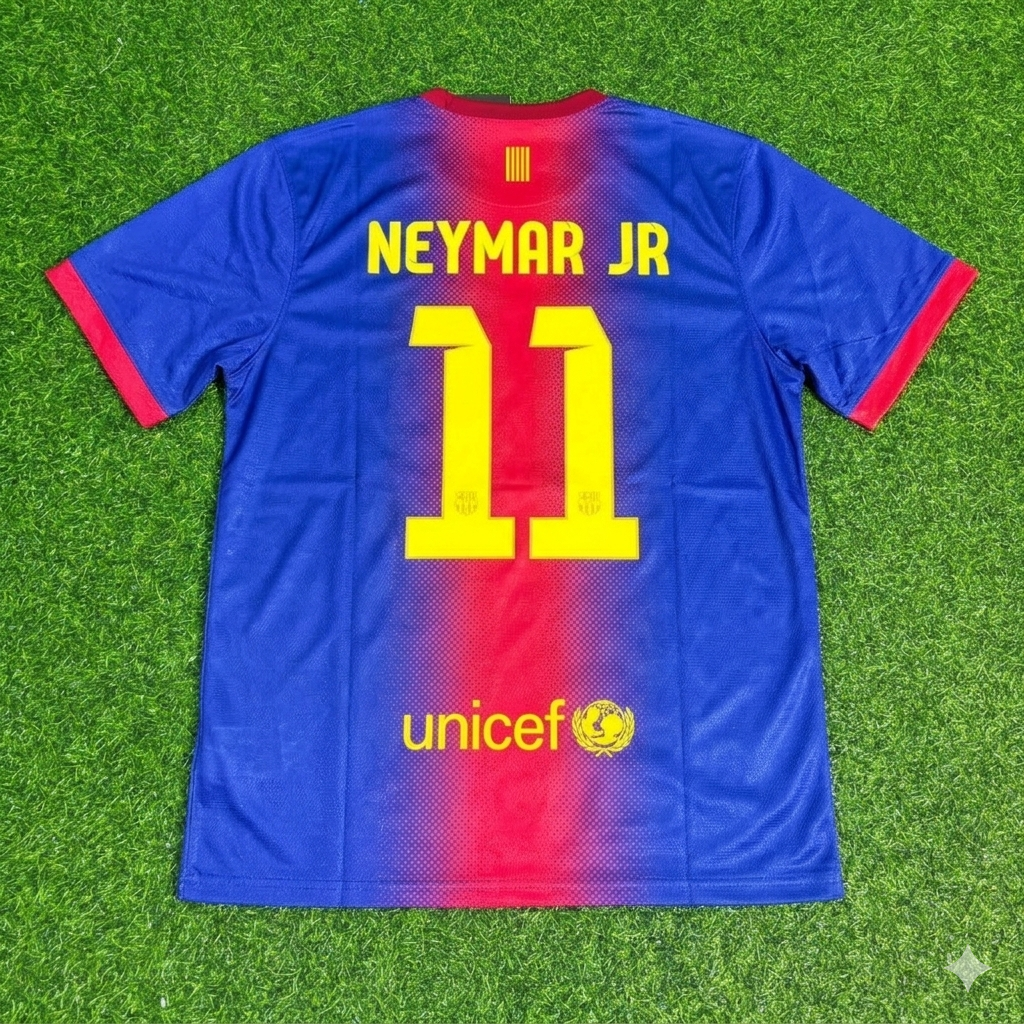 Neymar Jr Barcelona Retro Home Football Jersey