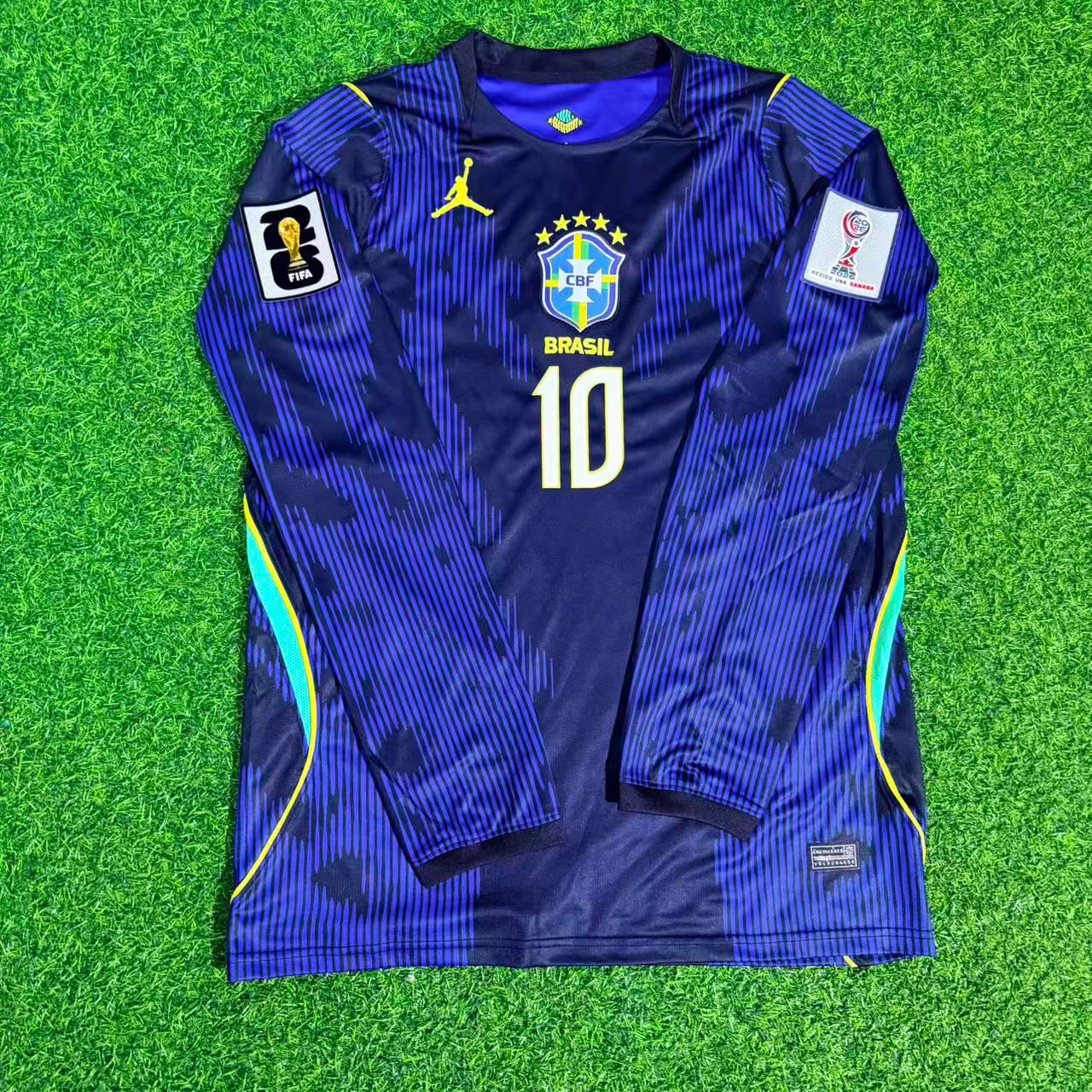 Neymar Jr #10 Brazil 2026 World Cup Long Sleeve Blue Away Jersey Trikot