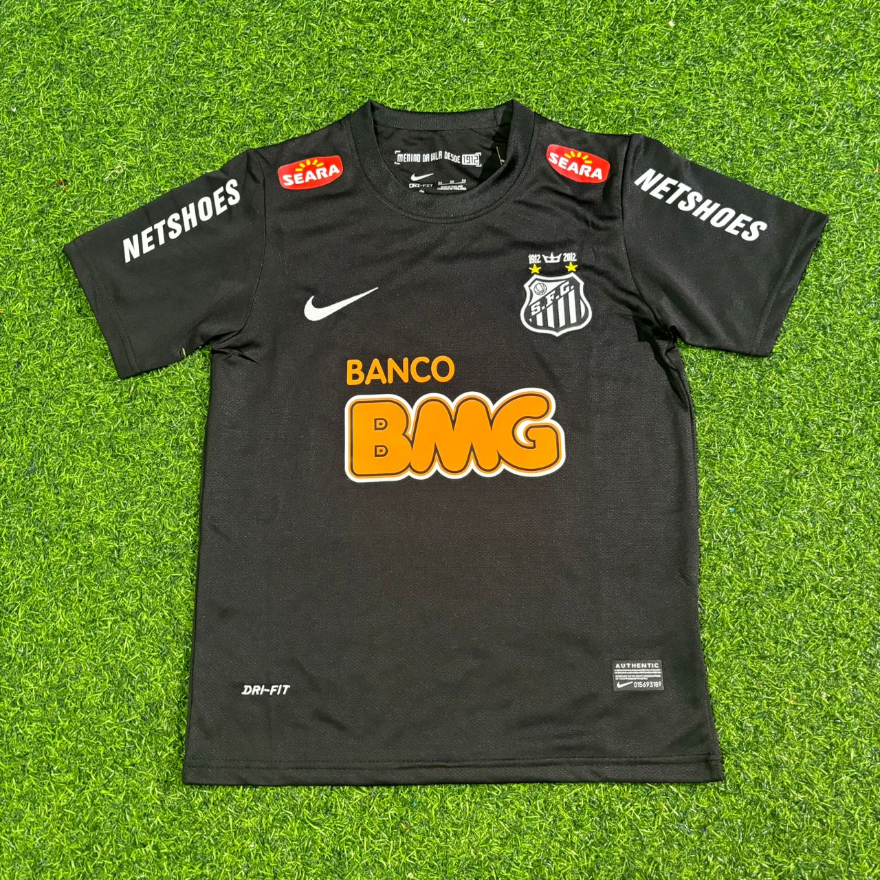 Neymar Jr #11 Santos Black Special Golden Font Kids Retro Football Jersey Kit