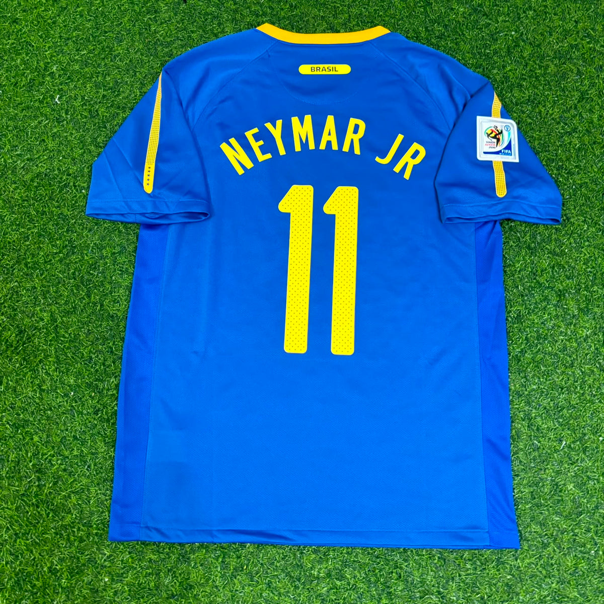 Camiseta retro azul de Neymar Jr. Brasil Mundial 2010 Trikot