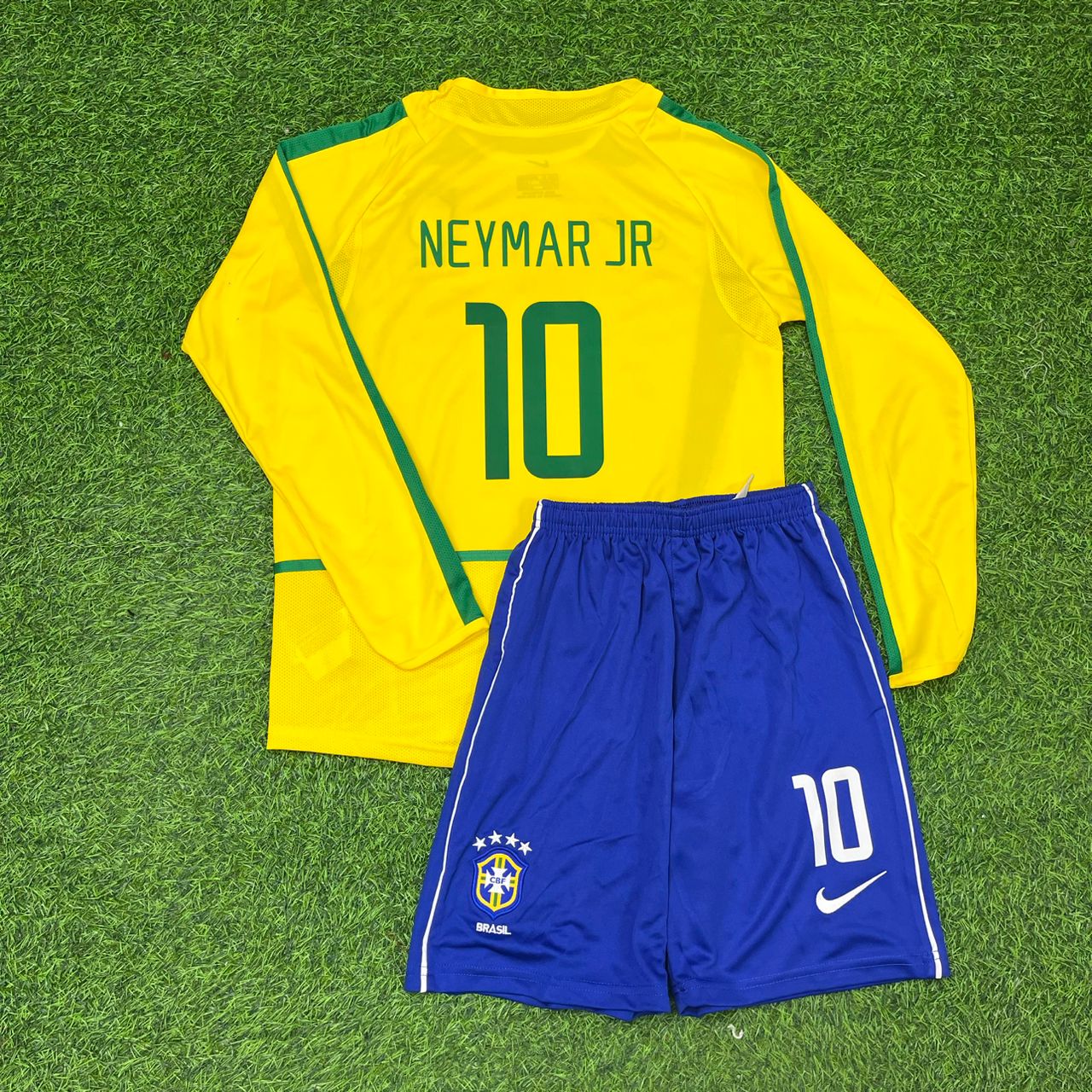 Maillot de football rétro à manches longues jaune légendaire Neymar Jr Brésil