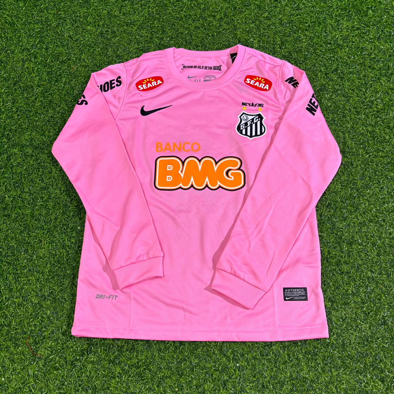 Neymar Jr Santos Pink Long Sleeve Retro Football Jersey