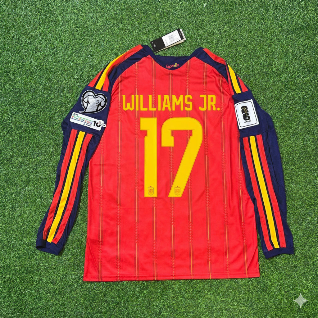 Nico Williams Spain 2026 World Cup Home Long Sleeve Jersey Trikot Maillot