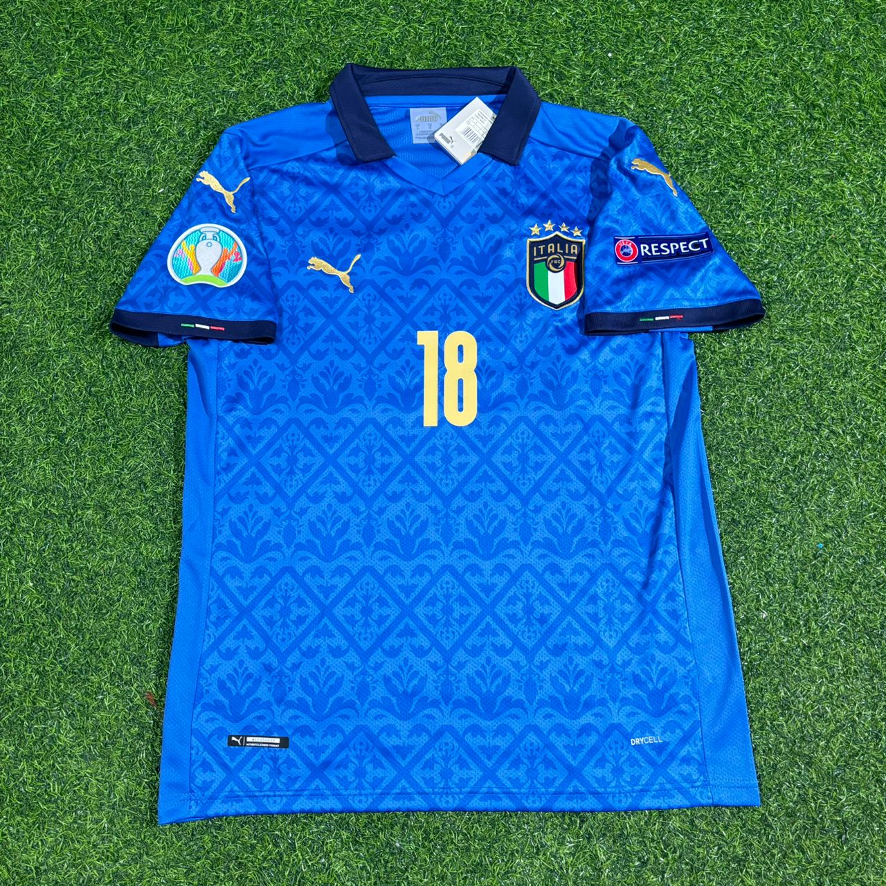 Nicolò Barella #18 Italy EURO 2020 Final Retro Soccer Jersey â | Trikot | Maillot Soccer Shirt