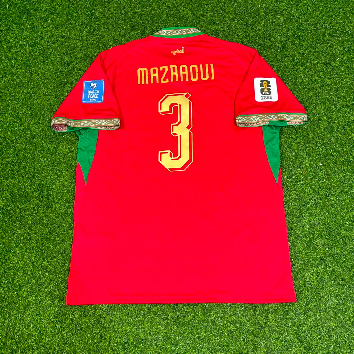 Noussair Mazraoui Morocco 2026 World Cup Home Red Football Jersey