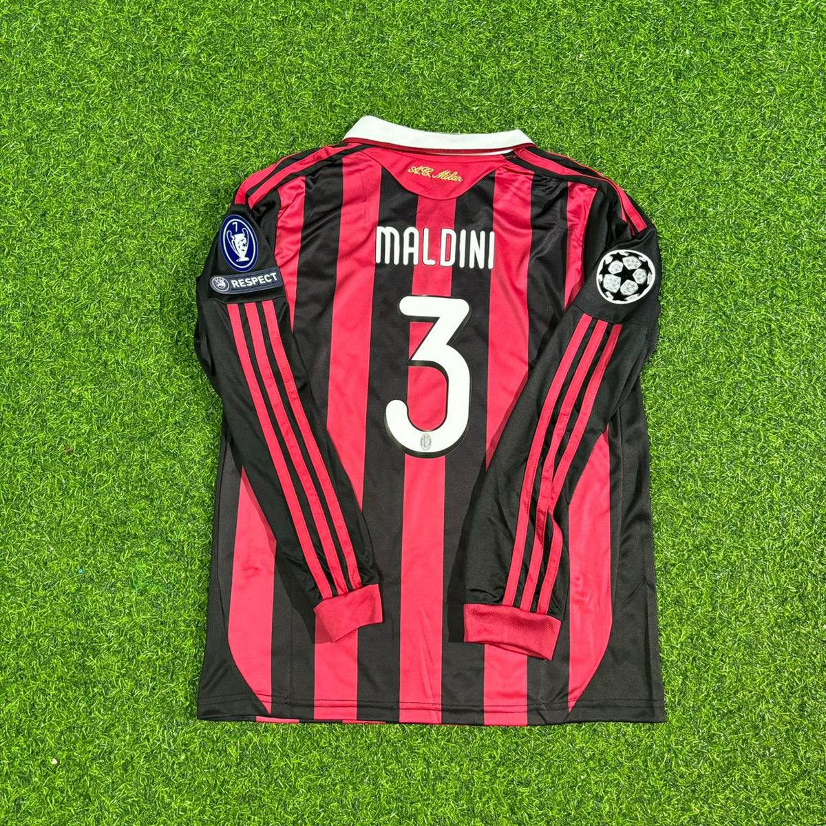Paolo Maldini AC Milan 2008-2009 Final Season Long Sleeve Home Retro Football Jersey
