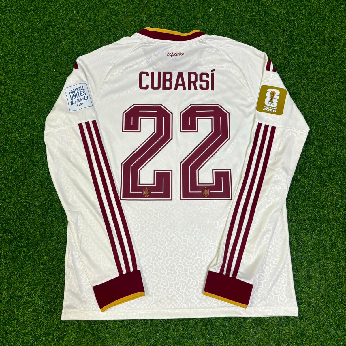 Pau Cubarsí #22 Spain 2026 World Cup Away Long Sleeve Jersey Trikot Maillot