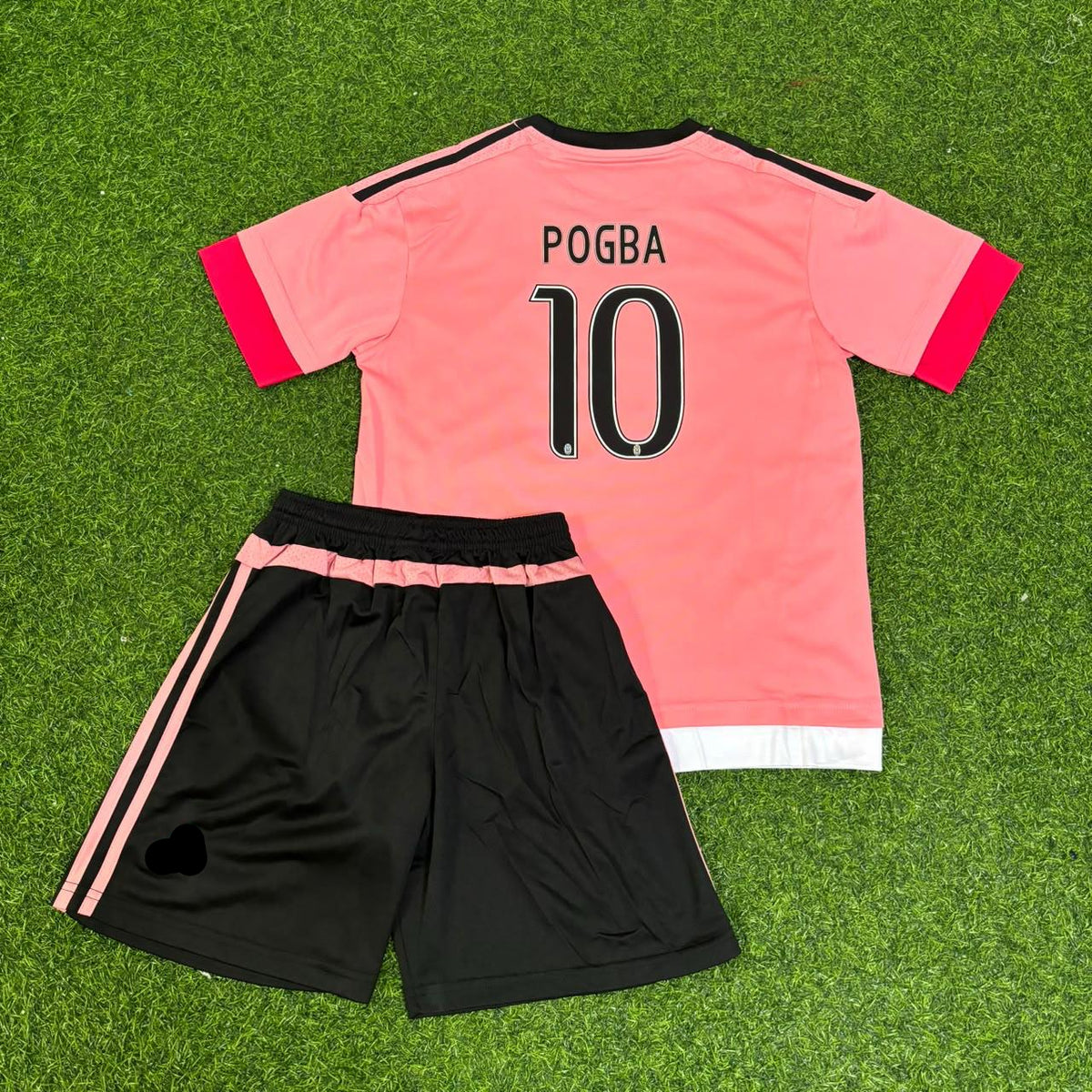Paul Pogba Juventus 2015/2016 Pink Retro Kids Football Jersey Kit