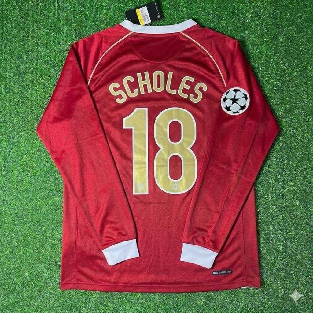 Paul Scholes #18 Manchester United 2006 2007 Red Golden Jersey Trikot