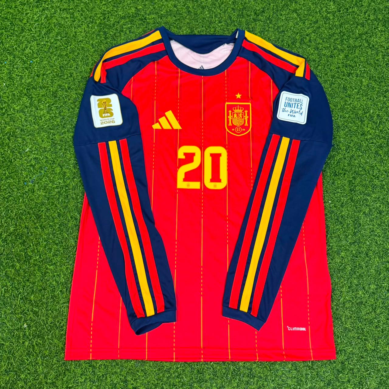 Pedri #20 Spain 2026 World Cup Home Long Sleeve Jersey Trikot Maillot