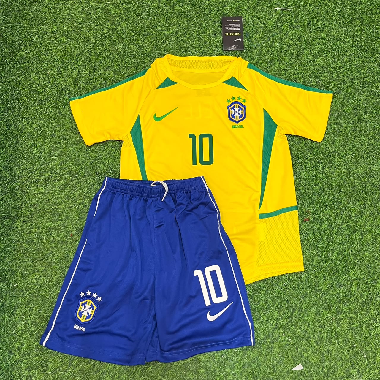 Pele #10 Brazil Retro Kids Soccer Kit Jersey Kinder Trikot Maillot Enfant Soccer Shirt