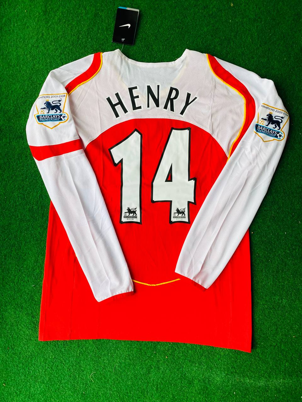 Thierry Henry Burgundy #14 Arsenal Long Sleeve Soccer Jersey outlet Size Medium