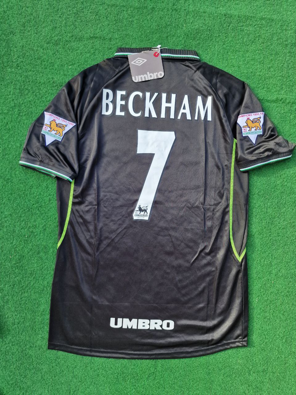 David Beckham Manchester United 1998 1999 Black Retro Football Jersey