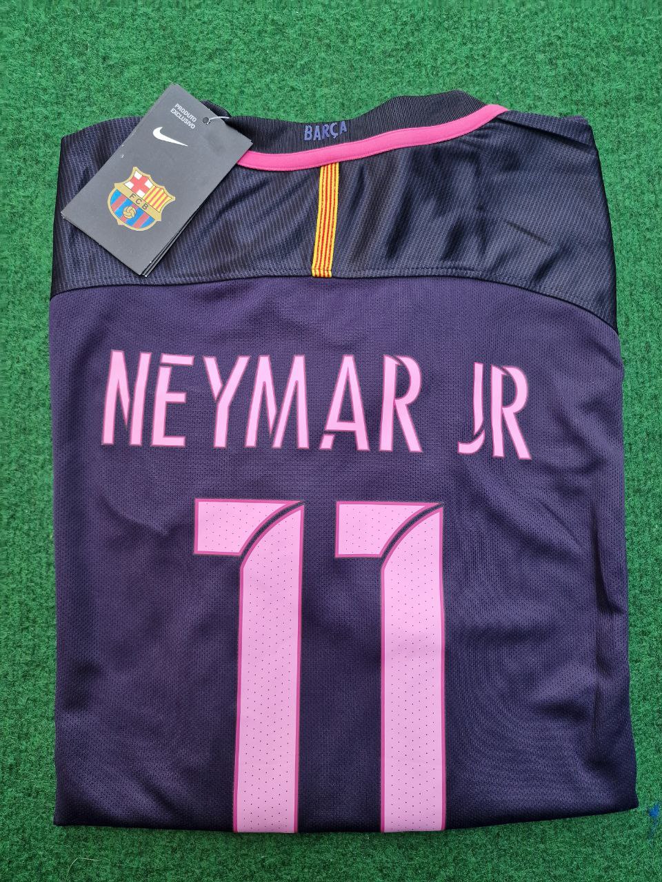 Maillot de football Neymar Jr Barcelone 2014/15 rétro noir rose pour enfant