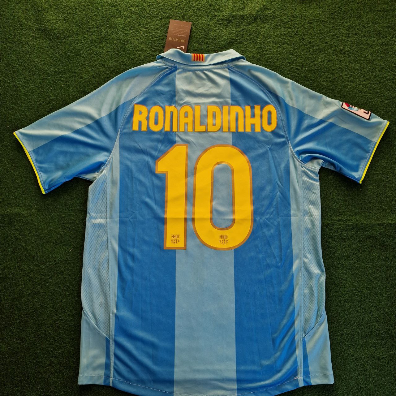 Ronaldinho Gaucho Barcelona 2008 Away Blue Retro Jersey Kit Trikot Maillot Soccer Shirt