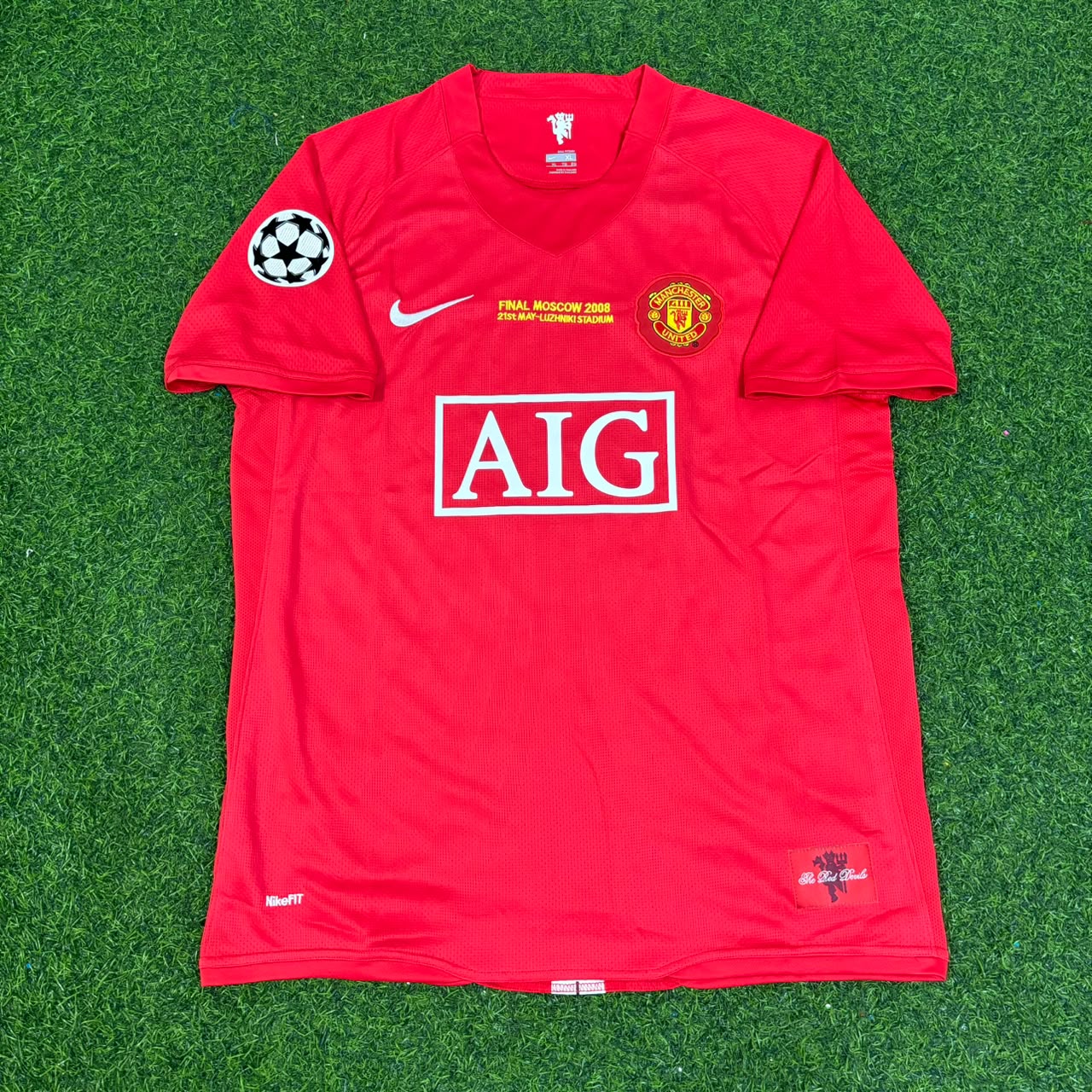 Rio Ferdinand Manchester United Champions League Final Moscow 2008 Retro Red Football Shirt