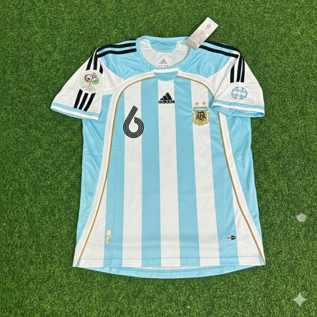 Gabriel Heinze Argentina 2006 World Cup Retro Soccer Jersey Maillot Trikot