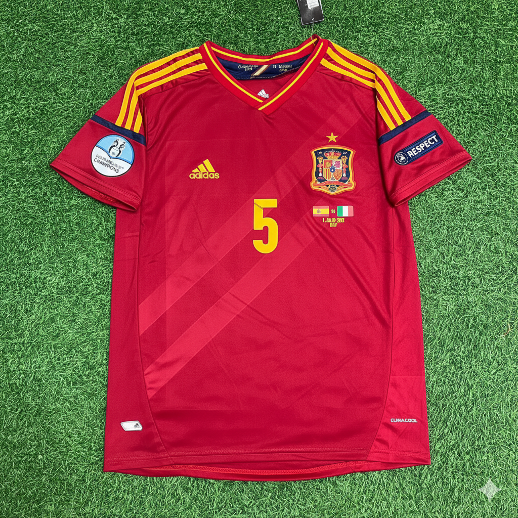 Carles Puyol Spain EURO 2012 Final Retro Football Jersey Kit