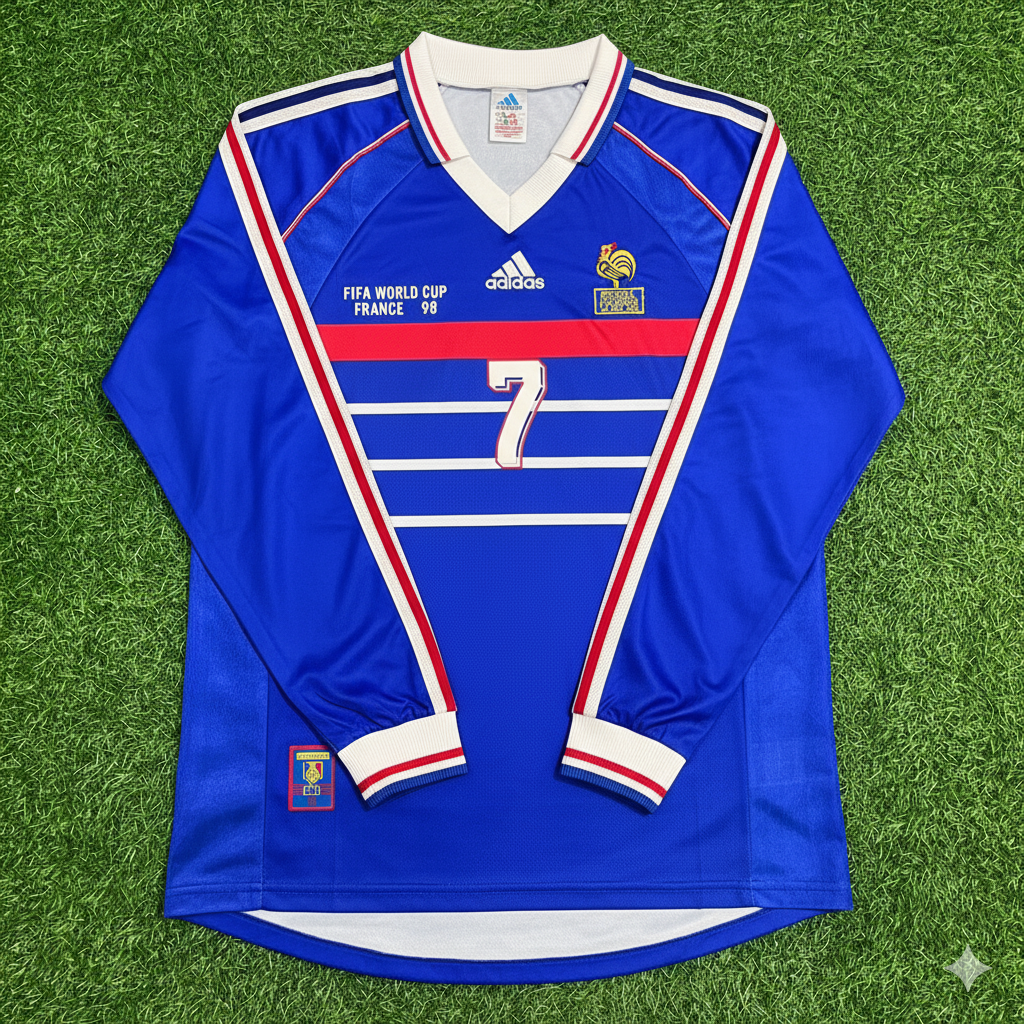 Ousmane Dembele France 1998 World Cup Retro Long Sleeve Football Jersey Maillot Trikot Soccer Shirt