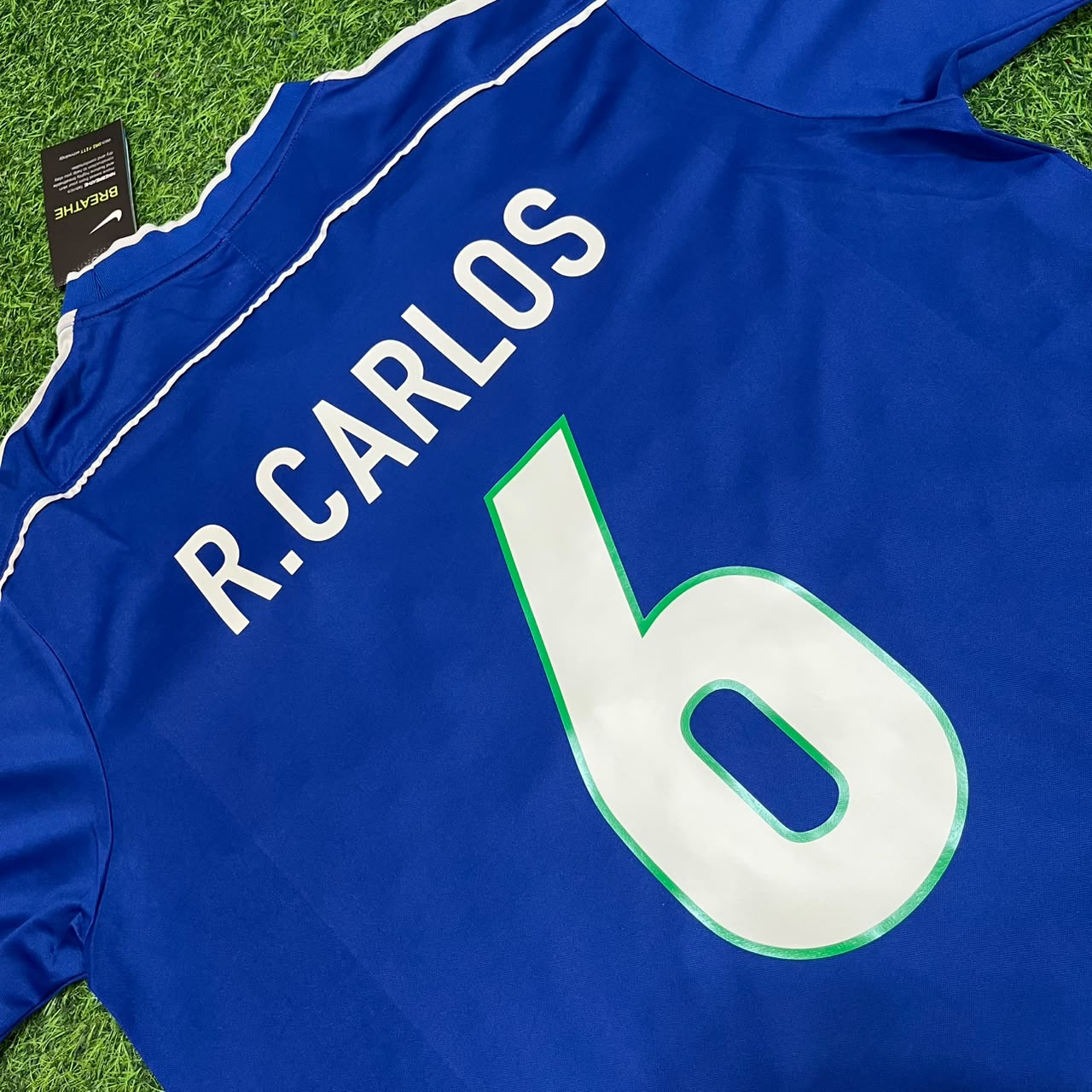 Roberto Carlos Brazil 1997 Blue Retro Football Jersey