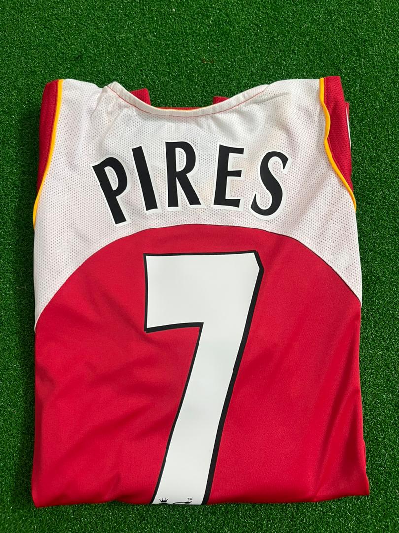 Robert Pires #7 - Arsenal 2004/2005 O2 Red Retro Kit Jersey Trikot Maillot Soccer Shirt