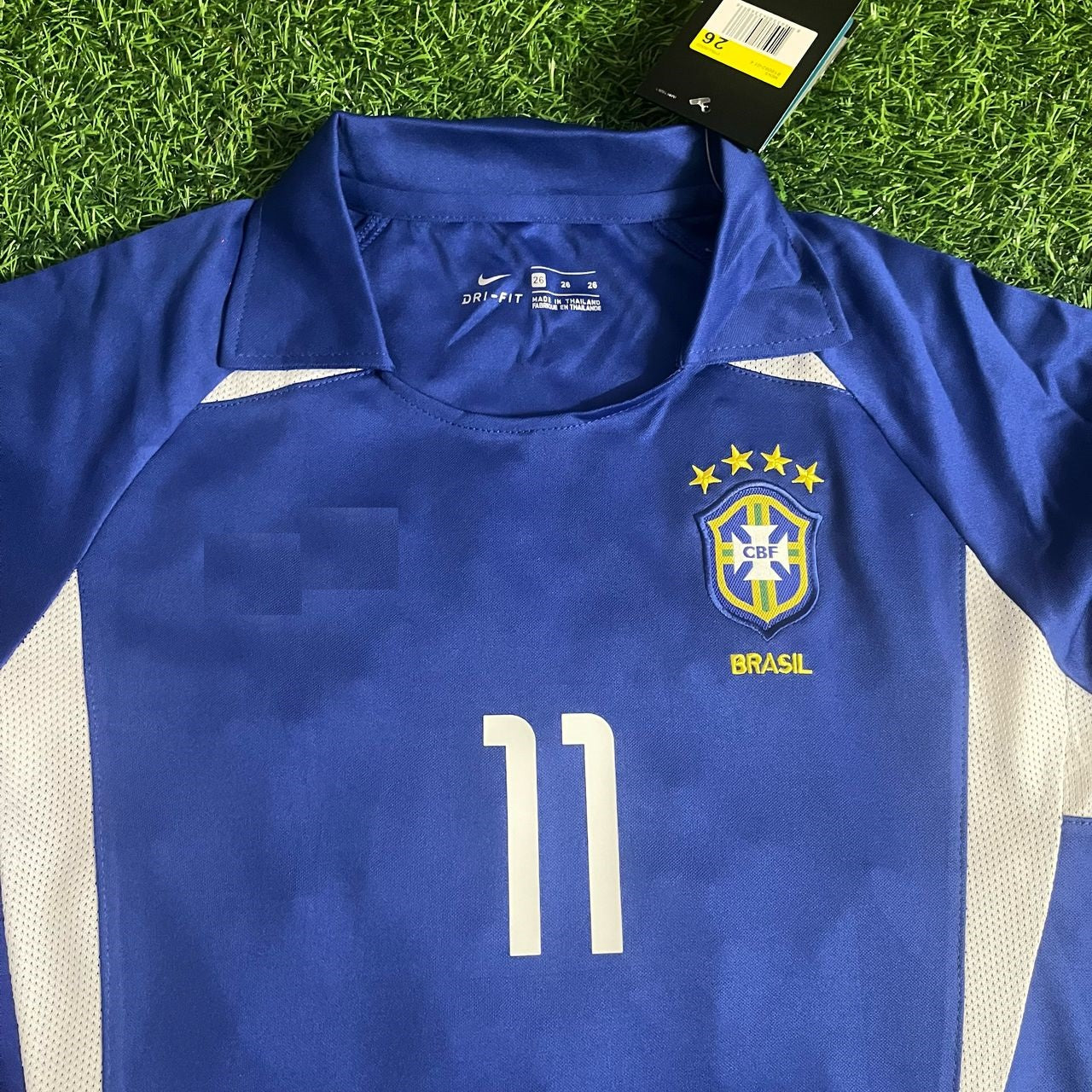 Ronaldinho Brazil 2002 Away Kids Kit â Kit Jersey for Children â | KinderTrikot | Maillot Enfant Soccer Shirt